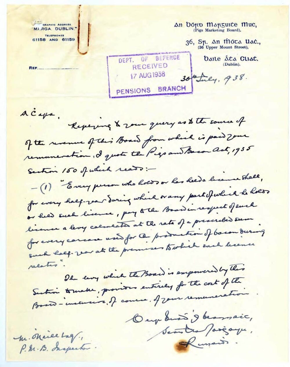 34 D1370 Michael O Neill Pigs Marketing Board