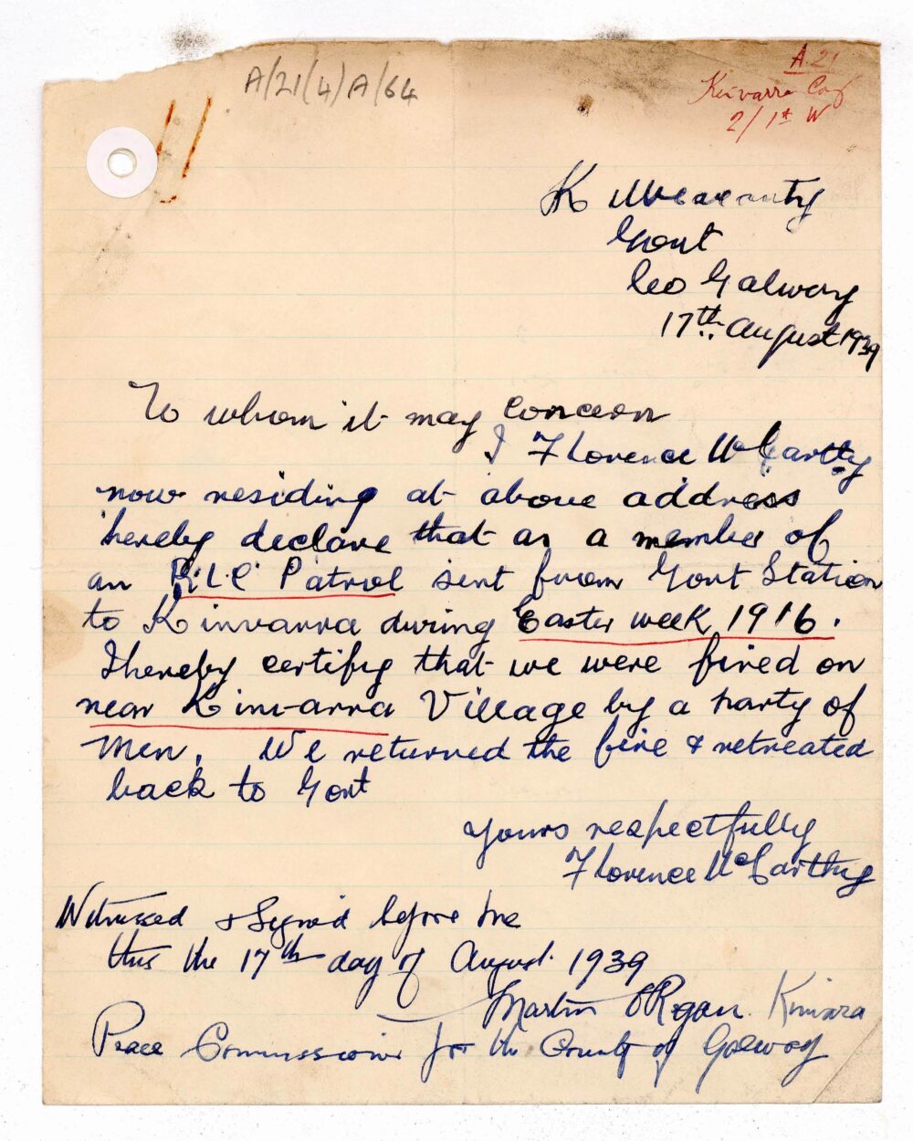 Extract from Brigade Activity Report A21 4 pg 66