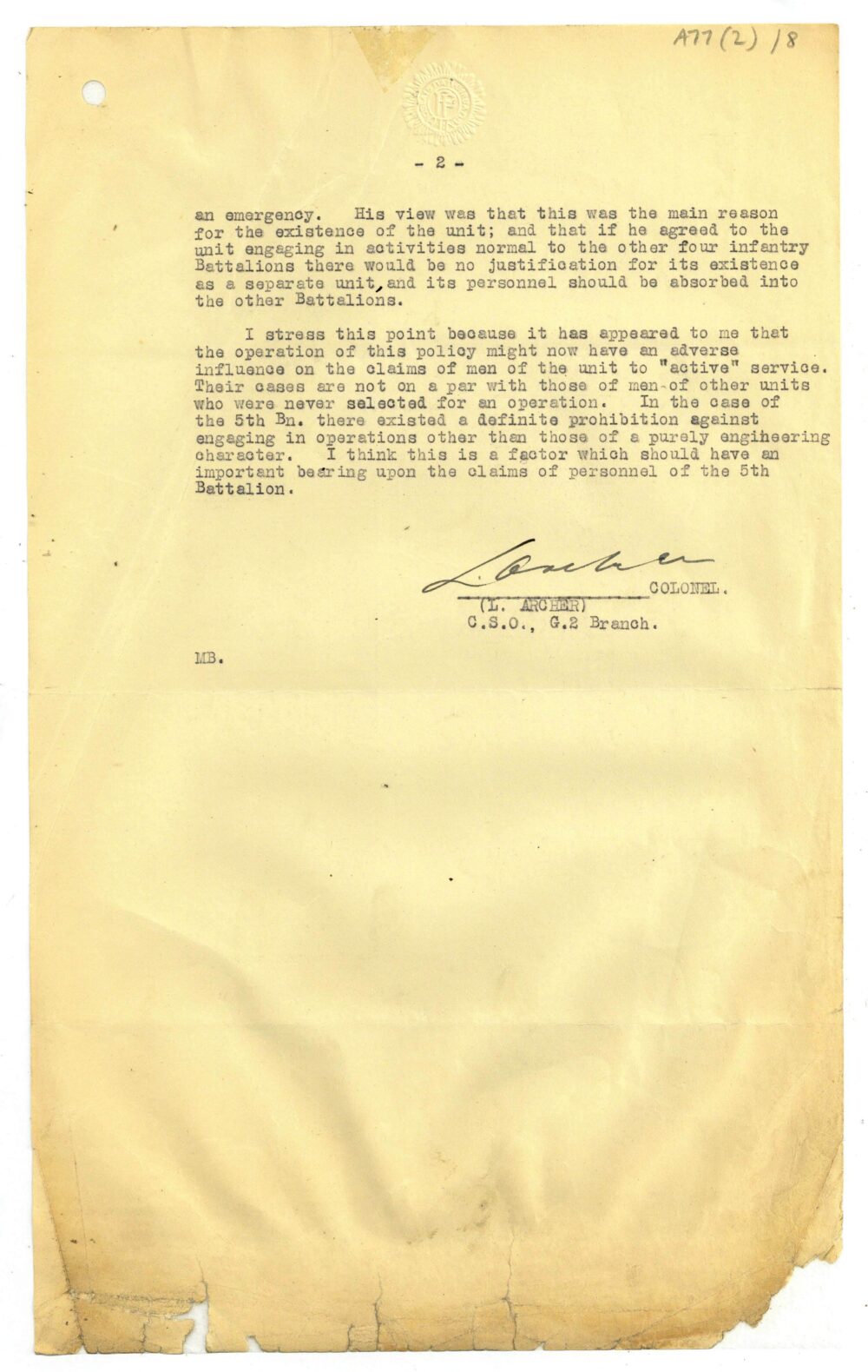 A77 2 5 Battalion Dublin Brigade Archer2