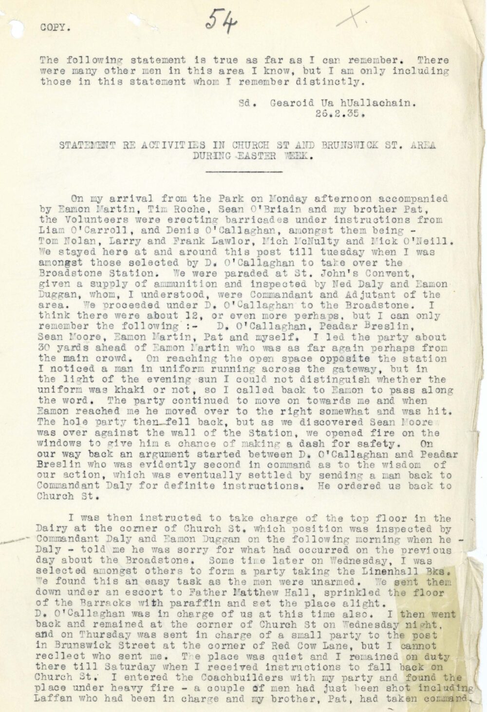 Statement of Activities- Church st and Brunswick St p1/2 (RO11)