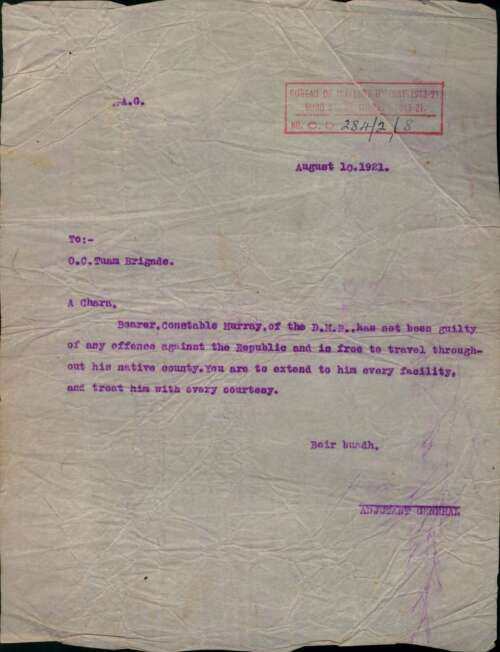 IE_MA_BMH_CD_284_02_08 Committee into Resignations and Dismissals from the Royal Irish Constabulary.