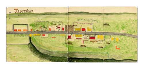 Hand-painted map of Jadotville defensive positions during the Battle.