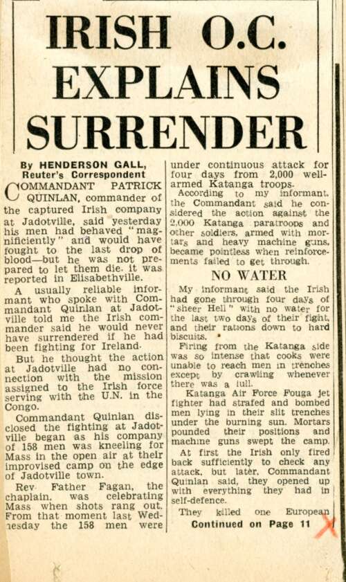 Comdt Quinlan explains surrender