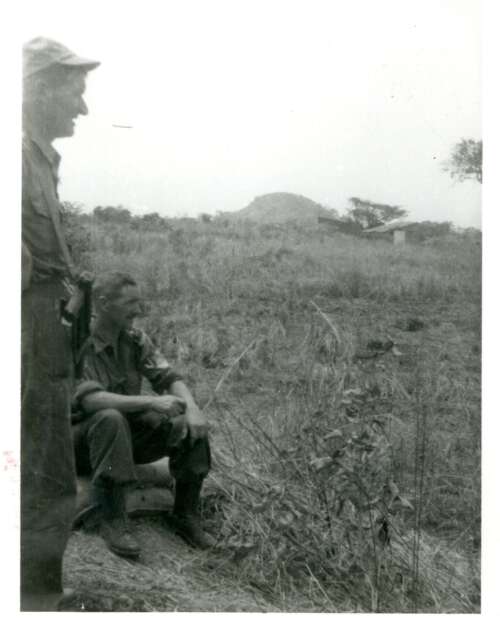PC-271-002: Comdt Ollie Barbour Private Collection: Comdt Pat Quinlan (seated) and Capt Dermot Byrne, 2i/c, A Company