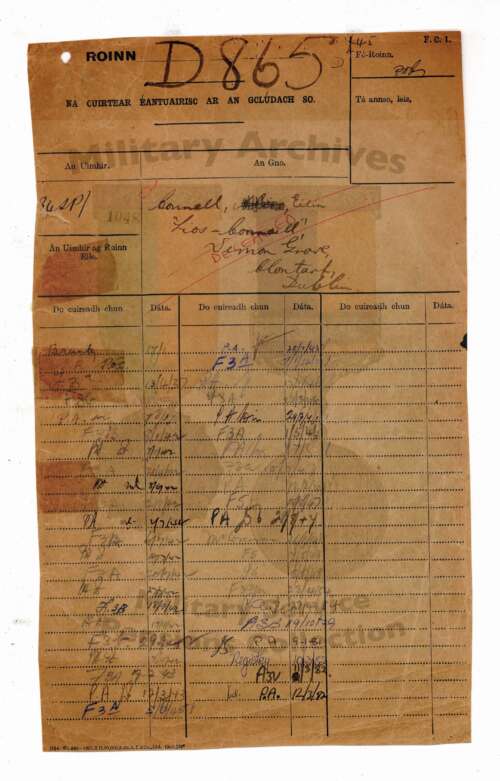 Service Pension Application Eilís Uí Chonaill